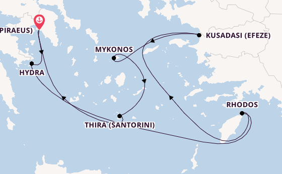 Oostelijke Middellandse Zee vanaf Athene (Piraeus), Griekenland met de Celebrity Infinity