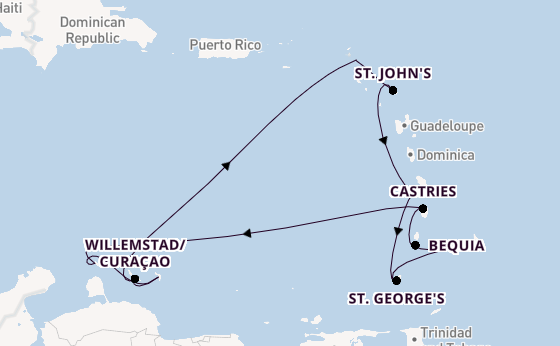 Southern Caribbean from Bridgetown, Barbados with the Silver Spirit