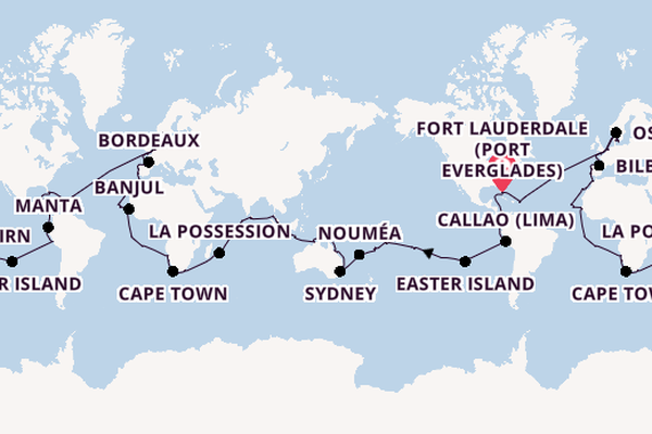 Round-the-World Trip from Fort Lauderdale (Port Everglades), Florida, USA with the Volendam