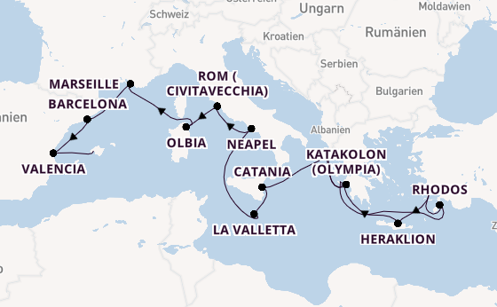 Mittelmeer ab Korfu, Griechenland auf AIDAblu