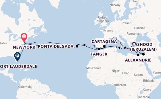 trans-Atlantisch vanaf New York, Verenigde Staten met de Volendam