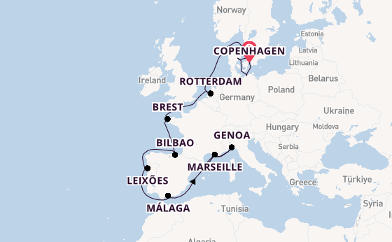 Western Mediterranean from Copenhagen, Denmark with the MSC Magnifica