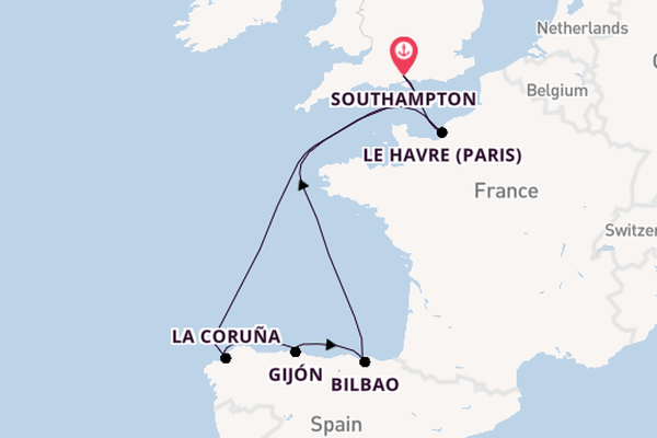 England from Southampton, England with the Queen Victoria