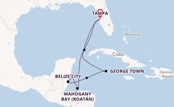 Western Caribbean from Tampa, Florida, USA with the Radiance of the Seas