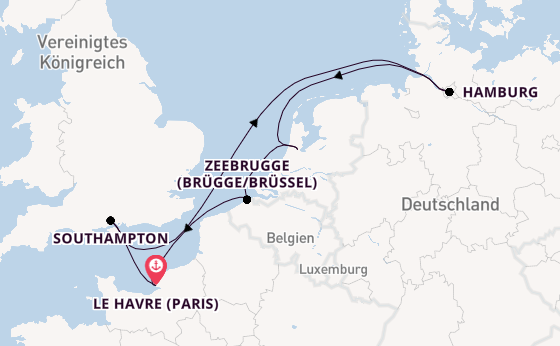 England ab Le Havre (Paris), Frankreich auf der MSC Preziosa
