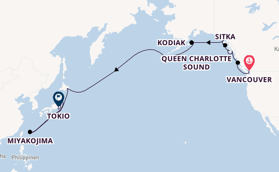 Transpazifik ab Vancouver, Kanada auf der Seabourn Encore