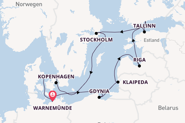 Ostsee ab Warnemünde, Deutschland auf der MSC Magnifica