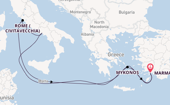 Mediterranean Sea from Marmaris, Turkey with the MSC Divina