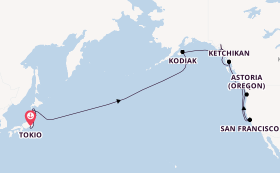 Transpazifik ab Tokio, Japan auf der Seven Seas Splendor