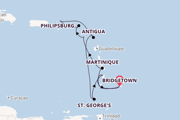 Southern Caribbean from Bridgetown, Barbados with the Arvia