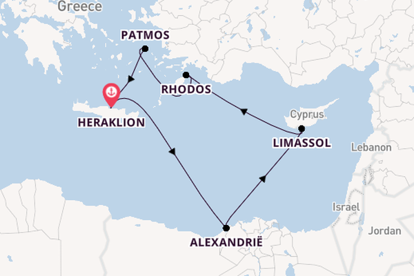 Oostelijke Middellandse Zee vanaf Heraklion, Griekenland met de Mein Schiff 5