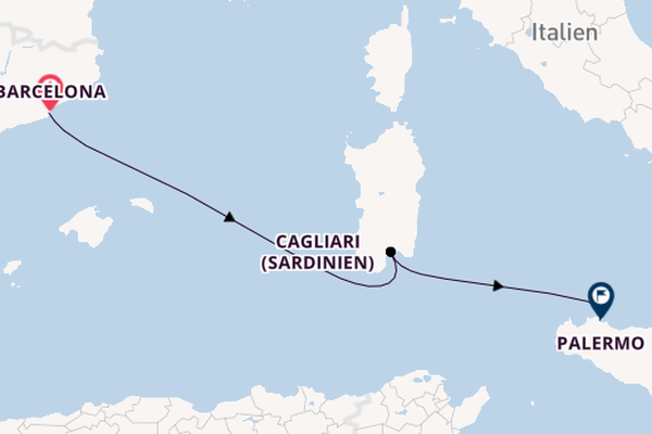 Westliches Mittelmeer ab Barcelona, Spanien auf der Costa Pacifica