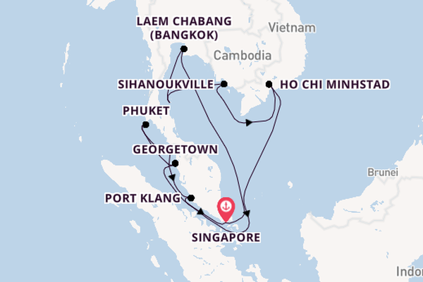 Zuidoost-Azië vanaf Singapore, Singapore met de Sapphire Princess