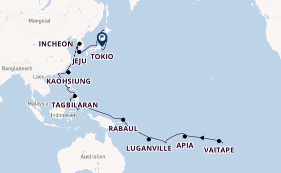 Ostasien ab Papeete (Tahiti) auf der VASCO DA GAMA