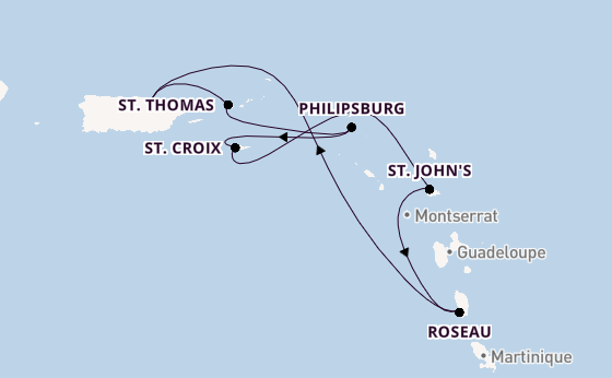 Caribbean vanaf San Juan, Puerto Rico met de Rhapsody of the Seas