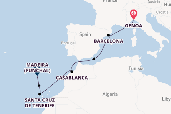 Voyage from Genoa to Madeira (Funchal) via Casablanca