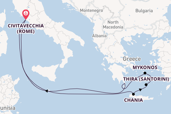 Middellandse Zee vanaf Civitavecchia (Rome), Italië met de Disney Dream
