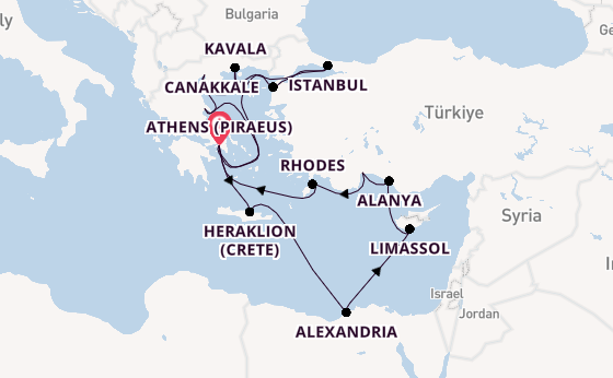 Eastern Mediterranean from Athens (Piraeus), Greece with the Azamara Journey