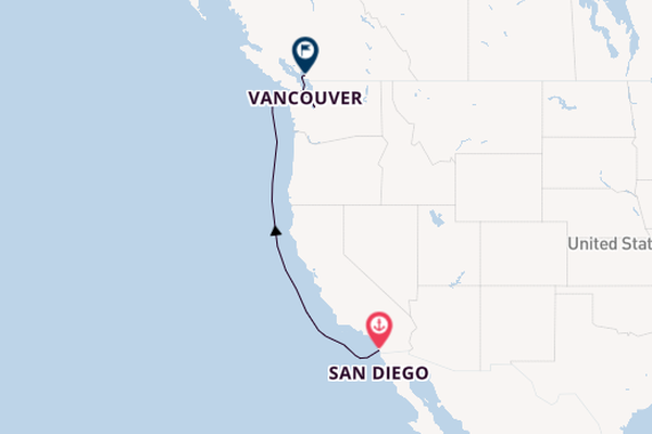 West Coast USA from San Diego, California with the Oosterdam