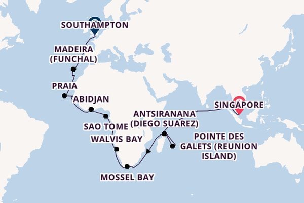 Inclusive Far East, Indian Ocean & South Africa to UK Voyage