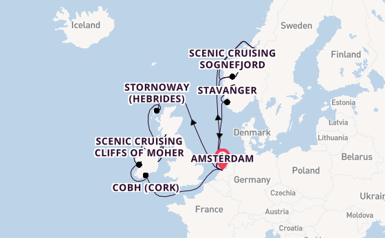 British Isles from Amsterdam, Netherlands with the Zuiderdam
