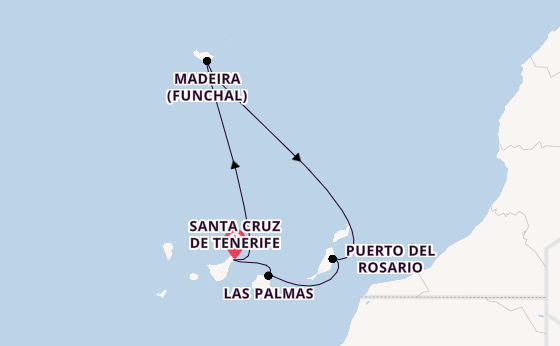 Canary Islands from Santa Cruz de Tenerife, Spain with the Azura