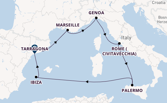 Western Mediterranean from Barcelona, Spain with the MSC Seaview