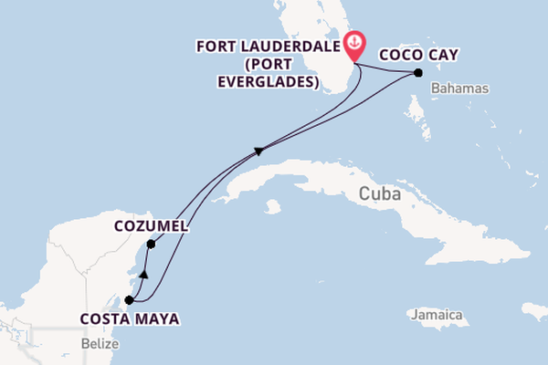 Caribbean from Fort Lauderdale (Port Everglades), Florida, USA with the Symphony of the Seas