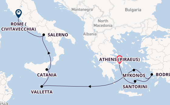 Mediterranean Sea from Athens (Piraeus), Greece with the Scarlet Lady