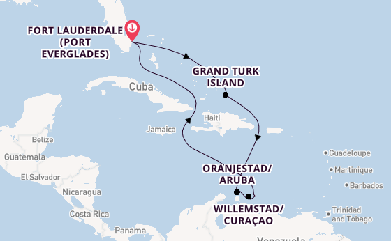 Caribbean from Fort Lauderdale (Port Everglades), Florida, USA with the Caribbean Princess