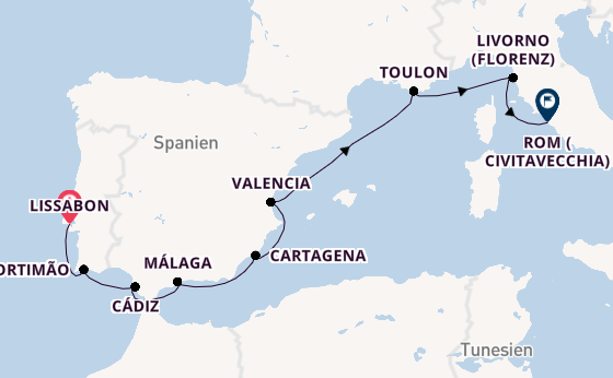 Westliches Mittelmeer ab Lissabon, Portugal auf der Silver Spirit