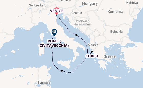 Mediterranean Sea from Venice, Italy with the MSC Lirica