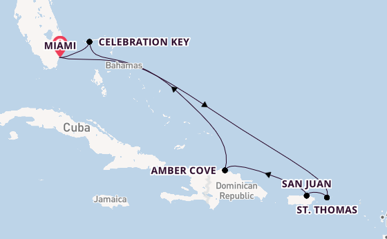 Caribbean from Miami, Florida, USA with the Carnival Celebration