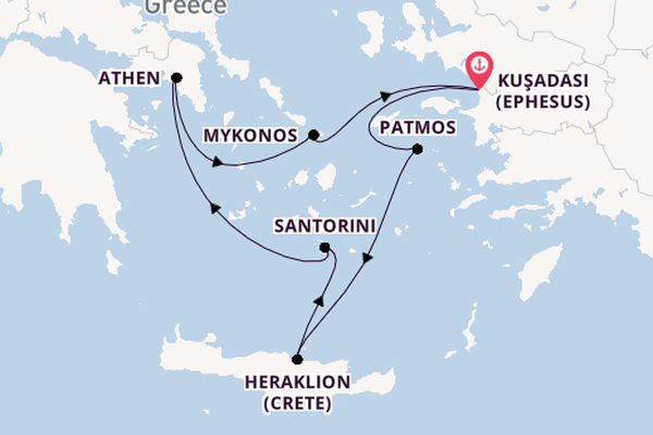 Eastern Mediterranean from Kuşadası (Ephesus), Turkey with the Celestyal Discovery