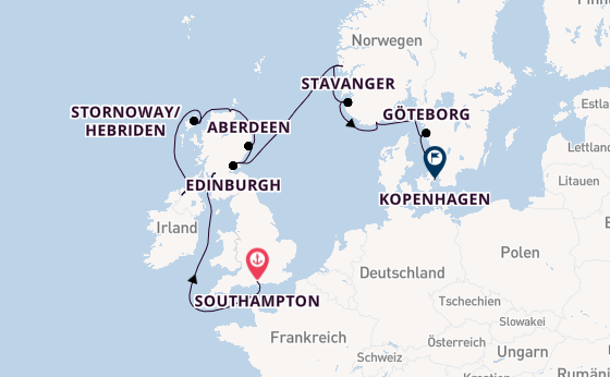 Vereinigtes Königreich ab Southampton, Großbritannien auf der Marina