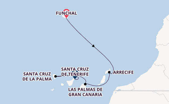 Canary Islands from Funchal, Madeira, Portugal with the MSC Fantasia