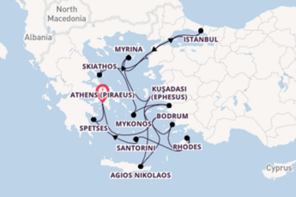 15 day voyage on board the Seabourn Encore from Athens (Piraeus)