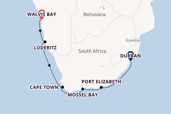 Africa from Walvis Bay, Namibia with the Le Dumont-D'Urville