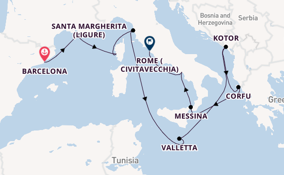 Western Mediterranean from Barcelona, Spain with the Enchanted Princess