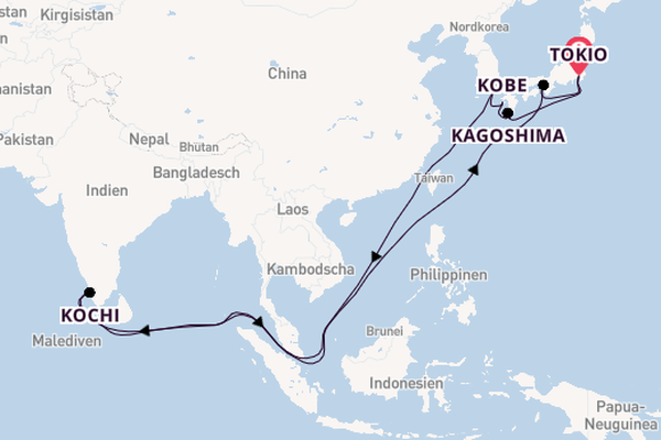 Ostasien ab Tokio, Japan auf der Silver Moon