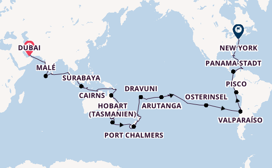 Explora Journeys Weltreise 2029 – Von Dubai nach New York in 112 Nächten