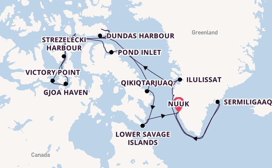 Arctic Ocean from Nuuk, Greenland with the Silver Wind
