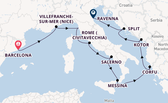Mediterranean from Barcelona, Spain with the Norwegian Viva