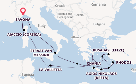 Middellandse Zee vanaf Savona, Italië met de Artania