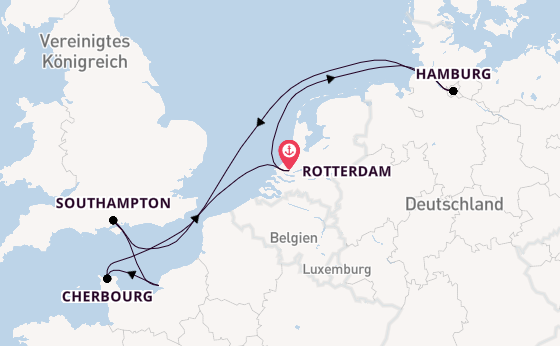 England ab Rotterdam, Niederlande auf der MSC Preziosa