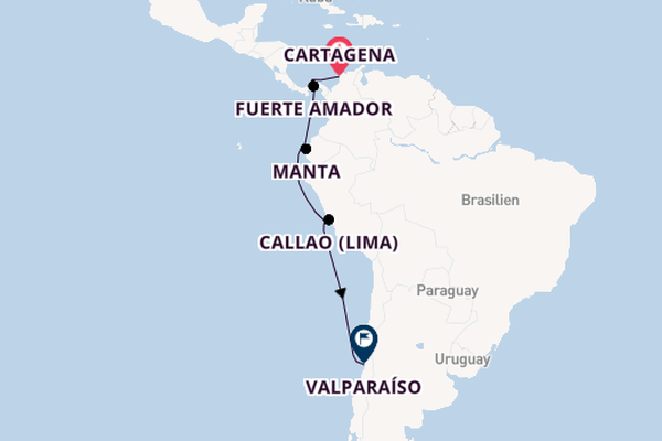 Südamerika ab Cartagena, Kolumbien auf der Silver Shadow