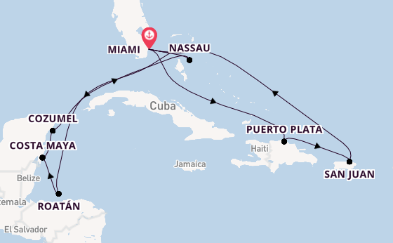 Caribbean vanaf Miami, Verenigde Staten met de MSC World America