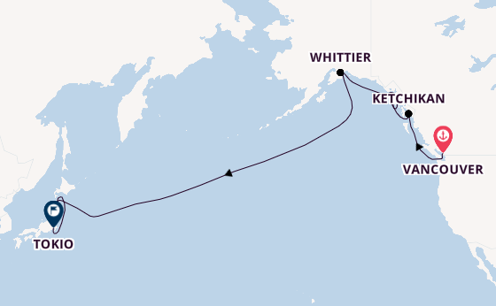 Transpazifik ab Vancouver, Kanada auf der Riviera