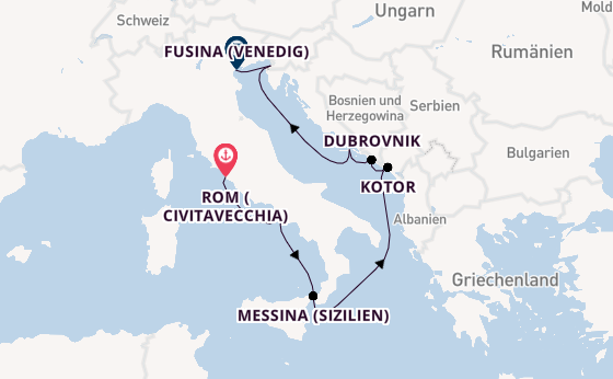 Mittelmeer ab Civitavecchia (Rom), Italien auf der Seven Seas Grandeur