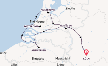 Rhein ab Köln, Deutschland auf der MS VistaSky
